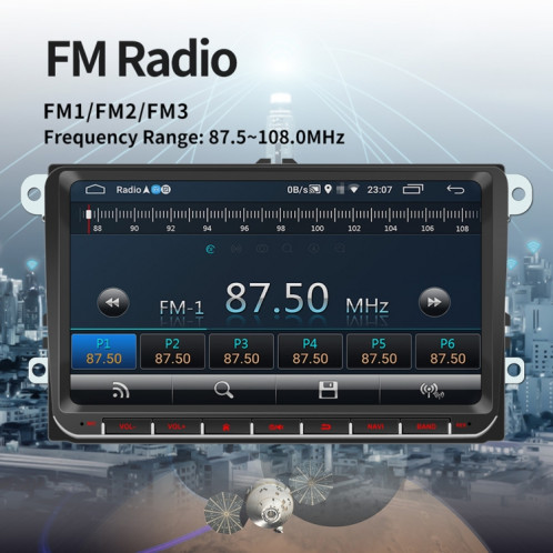 9093 HD 9 pouces Voiture Android 8.1 Récepteur radio Récepteur Radio MP5 Player pour Volkswagen, Support FM & Bluetooth & TF Carte & GPS & WiFi avec décodage SH18741421-020