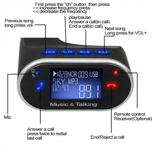 630C Poulet Jambe Forme Voiture Radio Stéréo Lecteur Audio MP3, Bluetooth Kit Voiture Mains Libres Transmetteur FM SH2006776-09