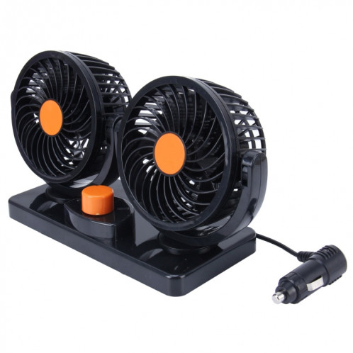 Huxin HX-T303 6.5W 360 Degrés Rotation Réglable Deux Têtes À Faible Bruit Mini Ventilateur De Voiture Électrique, DC12V SH2015214-09