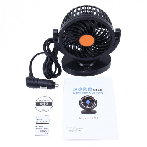 Huxin HX-T305 3W 360 degrés de rotation réglable à faible bruit Mini ventilateur de voiture électrique, DC 12V SH20161906-09