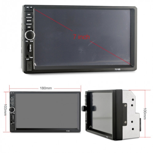 7018B 7,0 pouces HD écran tactile double DIN autoradio Bluetooth stéréo lecteur MP3 / MP4 / MP5 avec télécommande, module 6800, prise en charge de la carte FM / TF / disque flash USB SH20451942-017