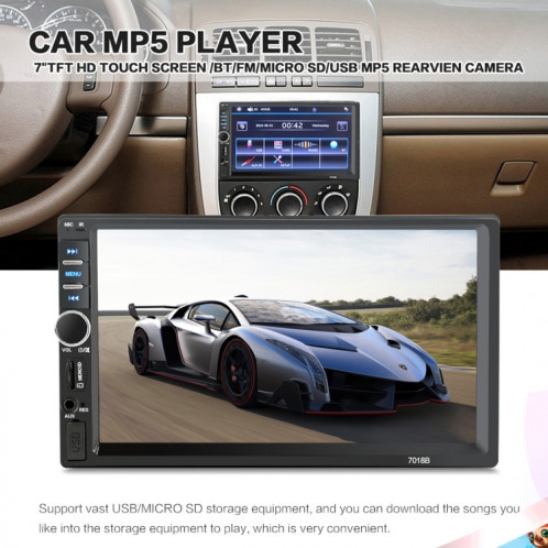 7018B 7,0 pouces HD écran tactile double DIN autoradio Bluetooth stéréo lecteur MP3 / MP4 / MP5 avec télécommande, module 6800, prise en charge de la carte FM / TF / disque flash USB SH20451942-017