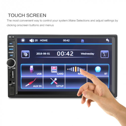 7018B 7,0 pouces HD écran tactile double DIN autoradio Bluetooth stéréo lecteur MP3 / MP4 / MP5 avec télécommande, module 6800, prise en charge de la carte FM / TF / disque flash USB SH20451942-017