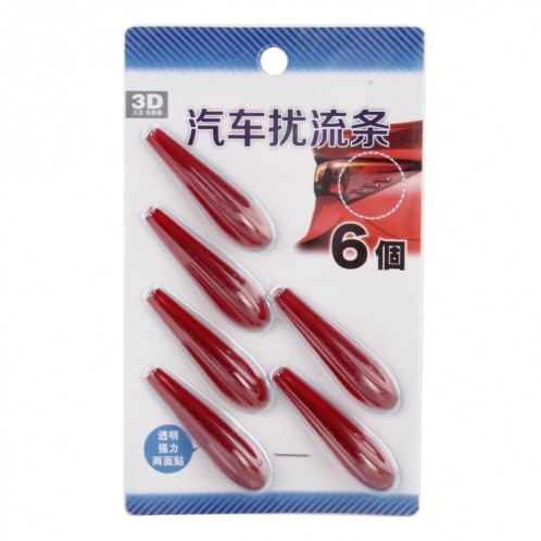 6 PCS Universal Résine Spoiler Arrière Voiture Auto Spoiler Arrière Extérieur Spoiler Kit Kit Crash Bande De Voiture Spoiler Routed Board Mute Redresseur Réducteur De Bruit Spoiler (Rouge) SH845R280-09