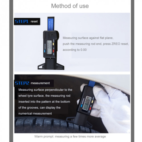 0-25mm Électronique Numérique Plan de la bande de roulement Rectification Ronde Recuit résultat Existe Tread Tablettes Type Jauge Profondeur Vernier Caliper Outils de mesure (Bleu) S0878L889-05