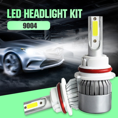 2 pièces 9004 18W 1800LM 6000K étanche IP68 phare LED automatique de voiture avec 2 lampes LED COB, DC 9-36V (lumière blanche) SH36WL1969-08