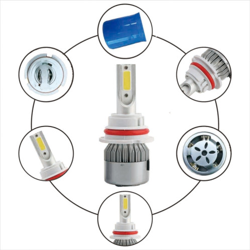 2 pièces 9004 18W 1800LM 6000K étanche IP68 phare LED automatique de voiture avec 2 lampes LED COB, DC 9-36V (lumière blanche) SH36WL1969-08