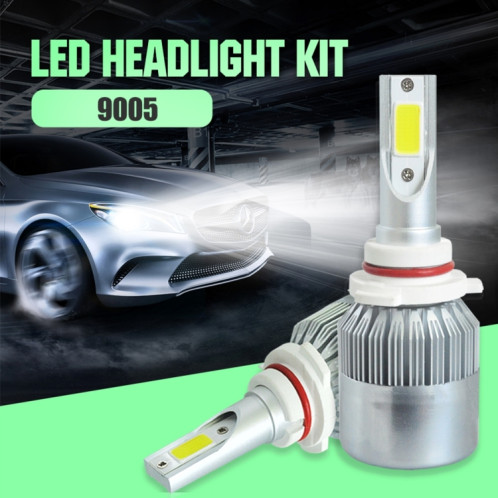 2 pièces 9005 18W 1800LM 6000K étanche IP68 phare LED automatique de voiture avec 2 lampes LED COB, DC 9-36V (lumière blanche) SH37WL254-08