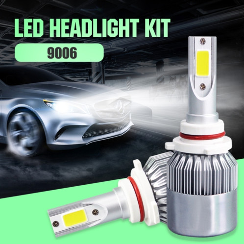 2 PCS C9 9006 18W 1800LM 6000K étanche IP68 voiture phare auto LED avec 2 lampes à LED COB, DC 9-36V (lumière blanche) SH38WL713-08