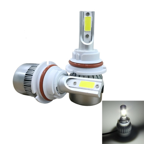 2 pièces 9007 18W 1800LM 6000K étanche IP68 phare LED automatique de voiture avec 2 lampes LED COB, DC 9-36V (lumière blanche) SH39WL1294-08