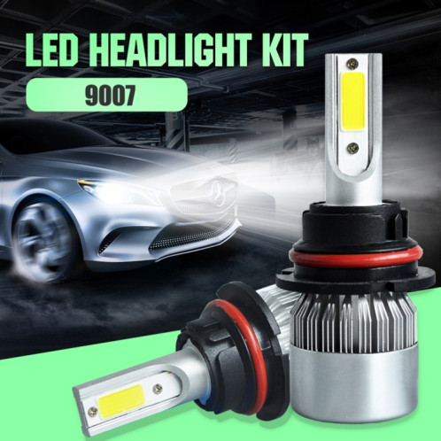 2 pièces 9007 18W 1800LM 6000K étanche IP68 phare LED automatique de voiture avec 2 lampes LED COB, DC 9-36V (lumière blanche) SH39WL1294-08