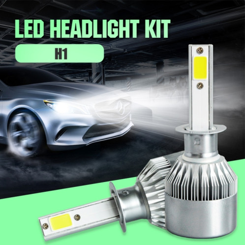 2 pièces H1 18W 1800LM 6000K étanche IP68 phare LED automatique de voiture avec 2 lampes LED COB, DC 9-36V (lumière blanche) SH40WL1608-08