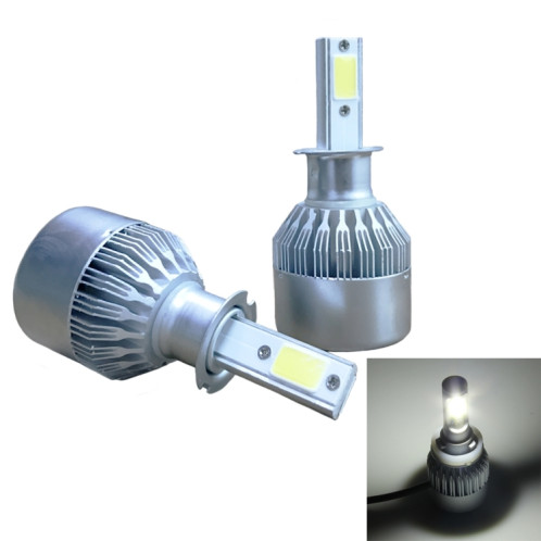 2 pièces H3 18W 1800LM 6000K étanche IP68 phare LED automatique de voiture avec 2 lampes LED COB, DC 9-36V (lumière blanche) SH41WL1265-08