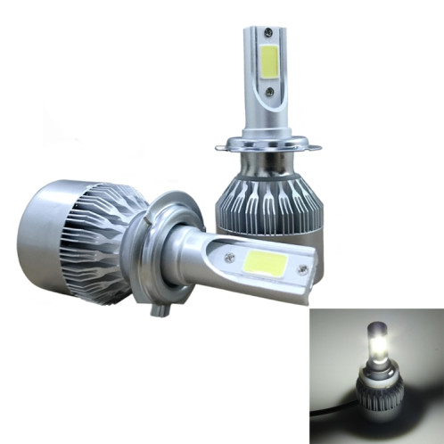 2 pièces H7 18W 1800LM 6000K étanche IP68 phare LED automatique de voiture avec 2 lampes LED COB, DC 9-36V (lumière blanche) SH43WL301-08