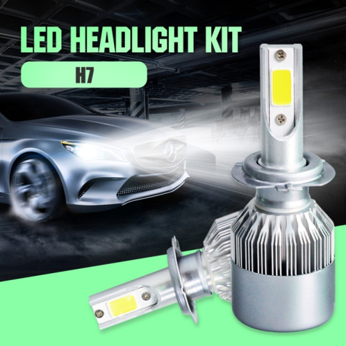 2 pièces H7 18W 1800LM 6000K étanche IP68 phare LED automatique de voiture avec 2 lampes LED COB, DC 9-36V (lumière blanche) SH43WL301-08