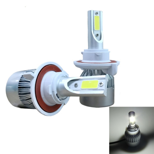 2 pièces H13 18W 1800LM 6000K étanche IP68 phare LED automatique de voiture avec 2 lampes LED COB, DC 9-36V (lumière blanche) SH45WL1166-08