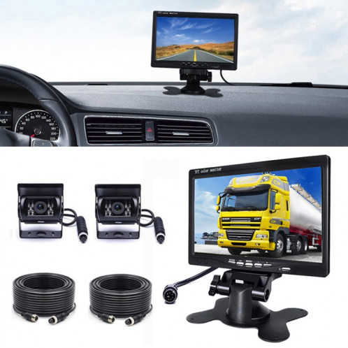 F0505 Moniteur de rétroviseur à double caméra HD de 7 pouces pour voiture, avec câble 2 x 10 m SH31421625-010