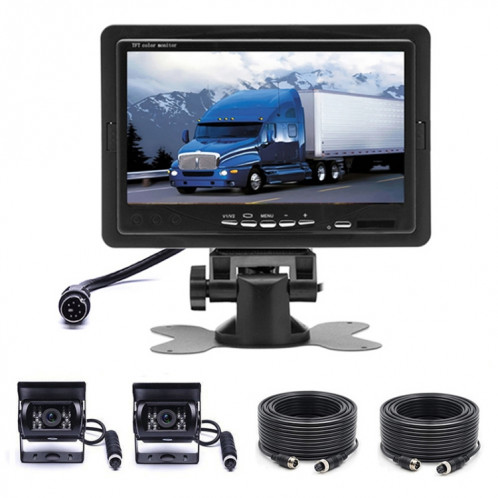 F0505 Moniteur de rétroviseur à double caméra HD de 7 pouces pour voiture, avec câble 2 x 10 m SH31421625-010