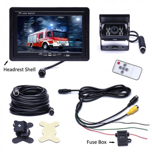 F0505 Moniteur de rétroviseur à double caméra HD de 7 pouces pour voiture, avec câble 2 x 10 m SH31421625-010