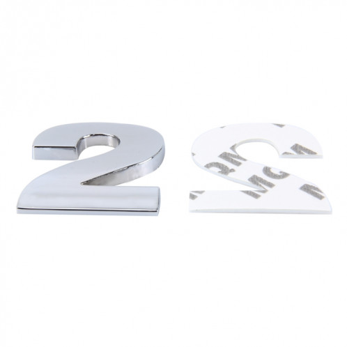 Décalque d'autocollant autocollant, emblème 3D, numéro deux, insigne de véhicule de voiture, taille: 3.6 * 4.5 * 0.5cm SH270B765-05