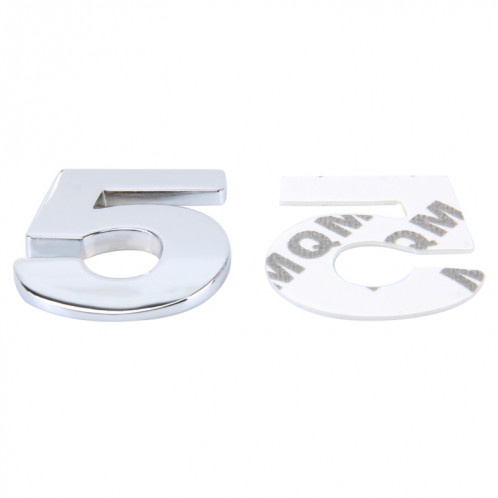 Décalque d'autocollant autocollant, emblème 3D du numéro cinq de l'insigne de véhicule de voiture, taille: 3.6 * 4.5 * 0.5cm SH270E765-05