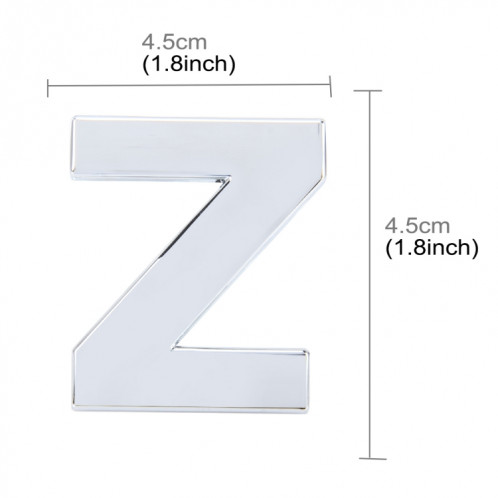 Autocollant autocollant autocollant 3D anglais lettre Z emblème de véhicule de voiture autocollant, taille: 4.5 * 4.5 * 0.5cm SH71AC474-05
