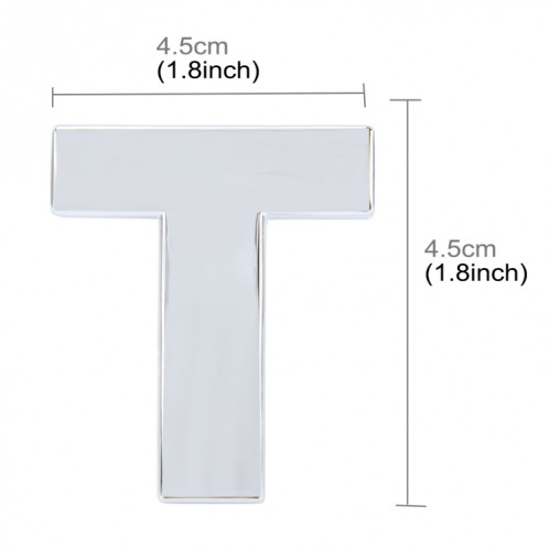 Autocollant autocollant autocollant 3D anglais de lettre T d'emblème d'insigne de véhicule de voiture, taille: 4.5 * 4.5 * 0.5cm SH271V1383-05