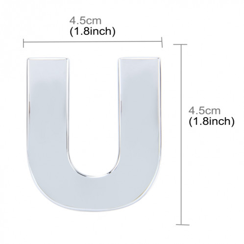 Décalque d'autocollant autocollant de la lettre U anglais emblème 3D de véhicule automobile emblème, taille: 4.5 * 4.5 * 0.5cm SH271W697-05