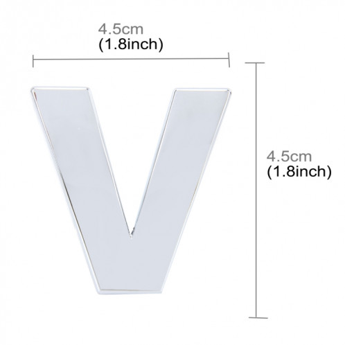 Autocollant autocollant autocollant 3D anglais lettre V emblème de véhicule de voiture, taille: 4.5 * 4.5 * 0.5cm SH271X1091-05