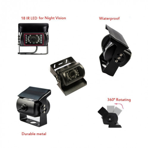 PZ-607-2 Camion de véhicule sans fil double caméra de recul et moniteur Caméra de vision arrière infrarouge de vision nocturne avec moniteur HD de 7 pouces SH3474675-07