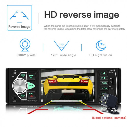 SWM-4022D HD 4.1 pouces 12V récepteur universel d'autoradio lecteur MP5, prise en charge de la carte FM et Bluetooth et TF avec télécommande SH36861804-019