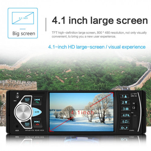 SWM-4022D HD 4.1 pouces 12V récepteur universel d'autoradio lecteur MP5, prise en charge de la carte FM et Bluetooth et TF avec télécommande SH36861804-019
