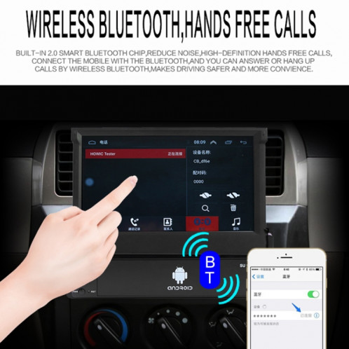 SU 9701 7 pouces HD récepteur radio universel pliable de voiture Android lecteur MP5, prise en charge de la carte FM et Bluetooth et TF et GPS et liaison téléphonique et WiFi SH3691613-018