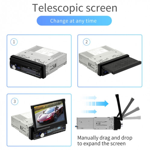 T100 7 pouces HD récepteur universel d'autoradio lecteur MP5, prise en charge FM & AM & RDS & Bluetooth & liaison téléphonique avec télécommande SH3700297-020