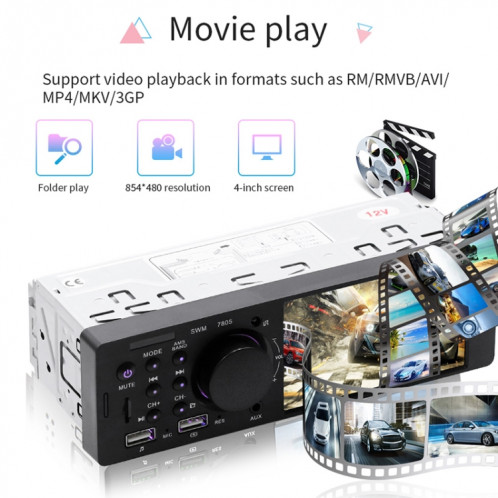 7805 4,1 pouces récepteur universel d'autoradio lecteur MP5, prise en charge de la carte FM et Bluetooth et TF avec télécommande SH3705198-017