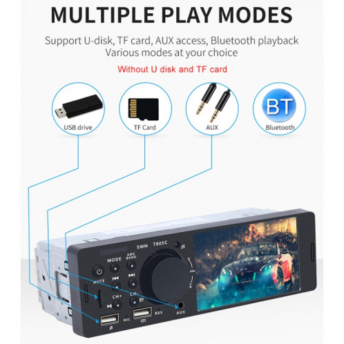 SWM-7805C 4.1 pouces écran tactile récepteur universel d'autoradio lecteur MP5, prise en charge de la carte FM et Bluetooth et TF avec télécommande SH3706425-022