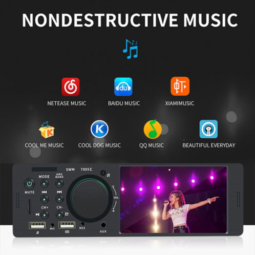 SWM-7805C 4.1 pouces écran tactile récepteur universel d'autoradio lecteur MP5, prise en charge de la carte FM et Bluetooth et TF avec télécommande SH3706425-022