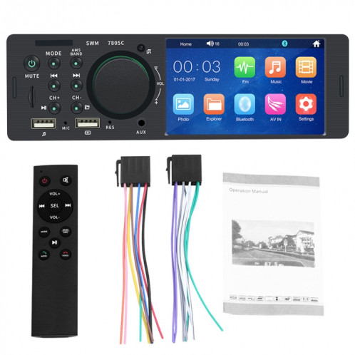 SWM-7805C 4.1 pouces écran tactile récepteur universel d'autoradio lecteur MP5, prise en charge de la carte FM et Bluetooth et TF avec télécommande SH3706425-022