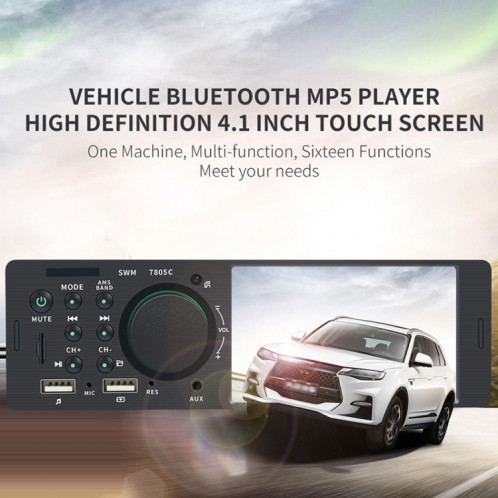 SWM-7805C 4.1 pouces écran tactile récepteur universel d'autoradio lecteur MP5, prise en charge de la carte FM et Bluetooth et TF avec télécommande SH3706425-022