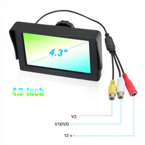 PZ-703 Moniteur de recul pour voiture LCD TFT de 4,3 pouces avec support et protection solaire SH3858993-05