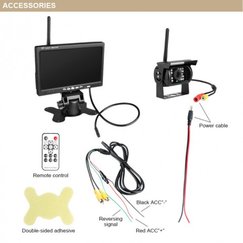 Caméra de recul pour véhicule sans fil PZ607-W et moniteur Caméra de recul pour vision nocturne infrarouge avec moniteur HD 7 pouces pour remorque RV SH42041555-06