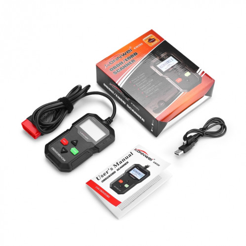 KW590 Mini OBDII voiture Auto diagnostic outils de balayage Auto Scan adaptateur outil de balayage (peut seulement détecter 12V essence voiture) (Noir) SK239B1621-07