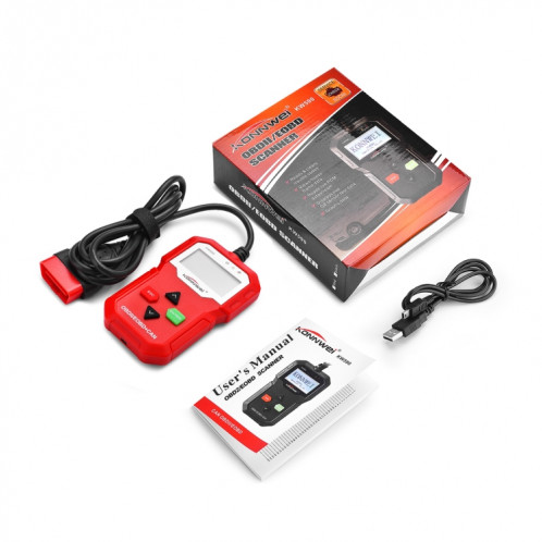 KW590 Mini Auto OBDII Auto Diagnostic Outils de numérisation Auto Scan adaptateur outil de balayage (peut seulement détecter 12V essence voiture) (Rouge) SK239R915-07