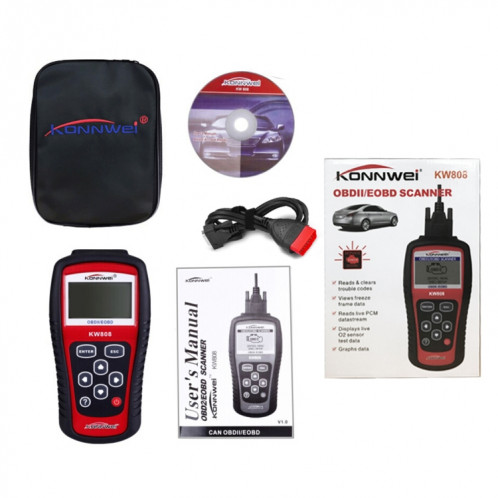 KW808 EOBD / OBDII Auto Auto Diagnostic Outils d'analyse CAN Code Reader Scanner Auto Scan Adaptateur Outil de balayage (Peut Seulement Détecter Voiture 12V Essence) SK42431490-05