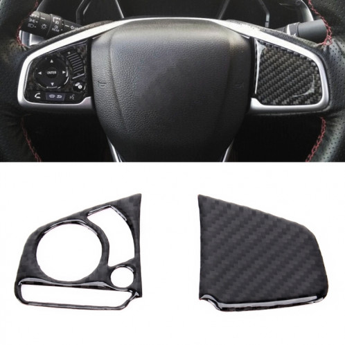 2 en 1 en fibre de carbone garniture de bouton de volant intérieur autocollant bricolage pour Honda Civic 10e génération (général) SH4533324-07