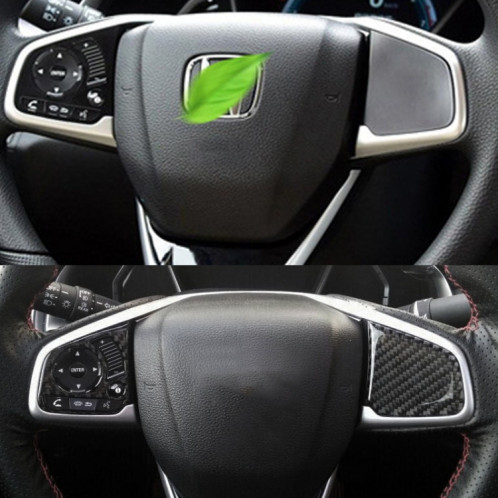2 en 1 en fibre de carbone garniture de bouton de volant intérieur autocollant bricolage pour Honda Civic 10e génération (général) SH4533324-07