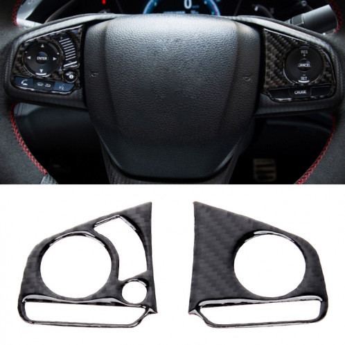2 en 1 en fibre de carbone garniture de bouton de garniture intérieure autocollant de bricolage pour Honda Civic 10e génération (Deluxe) SH4534194-08