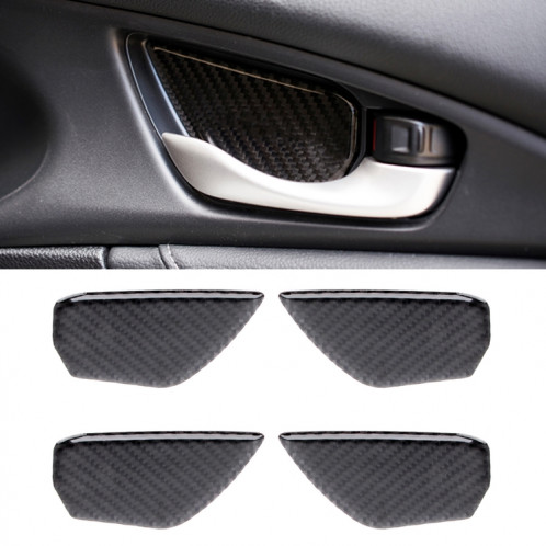 En Fiber De Carbone Poignée De Porte Intérieure Bol Couvercle Garniture Stickers Décoratif Autocollant pour Honda Civic 10ème Gén SH4537556-06