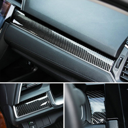 3 en 1 en fibre de carbone contrôle central engrenages panneau de changement de couverture garniture décalcomanies autocollant décoratif pour Honda Civic 10e génération SH45391084-07
