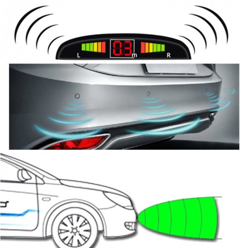 Système de radar de secours inversé de sonnerie de voiture Qualité supérieure 4 capteurs de stationnement Système de radar de secours inversé de voiture avec écran LCD (rouge foncé) SH560B339-014